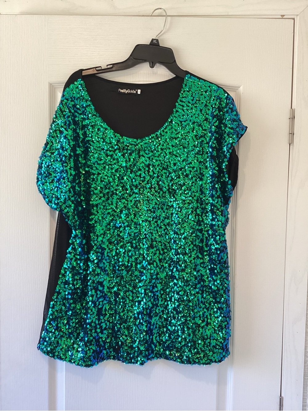 Pretty Guide Emerald Sequin Short Sleeve Tee 2XL EUC